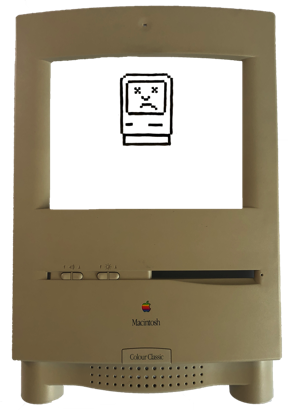 Apple Color Classic Retrobright - Yellow sad mac